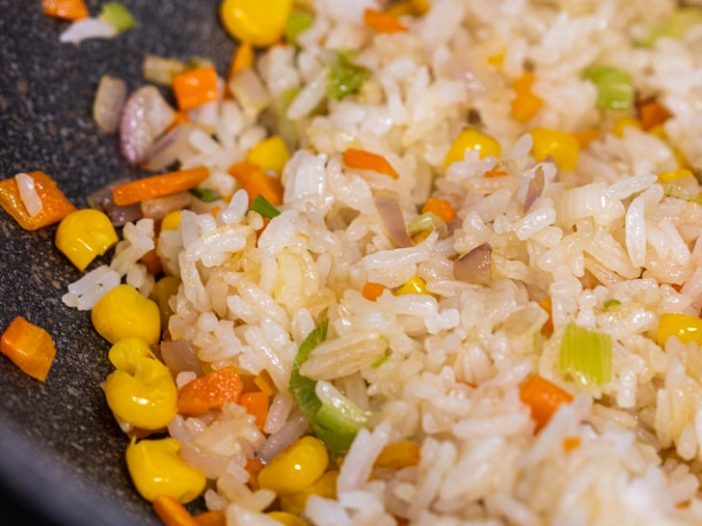 fried rice in a wok